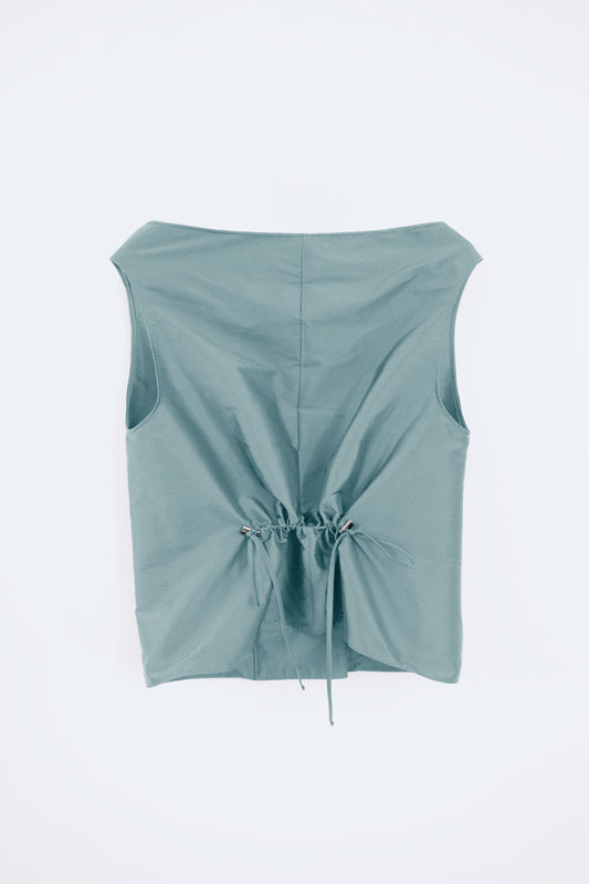 Silk Taffeta Adjustable Boat Neck Top