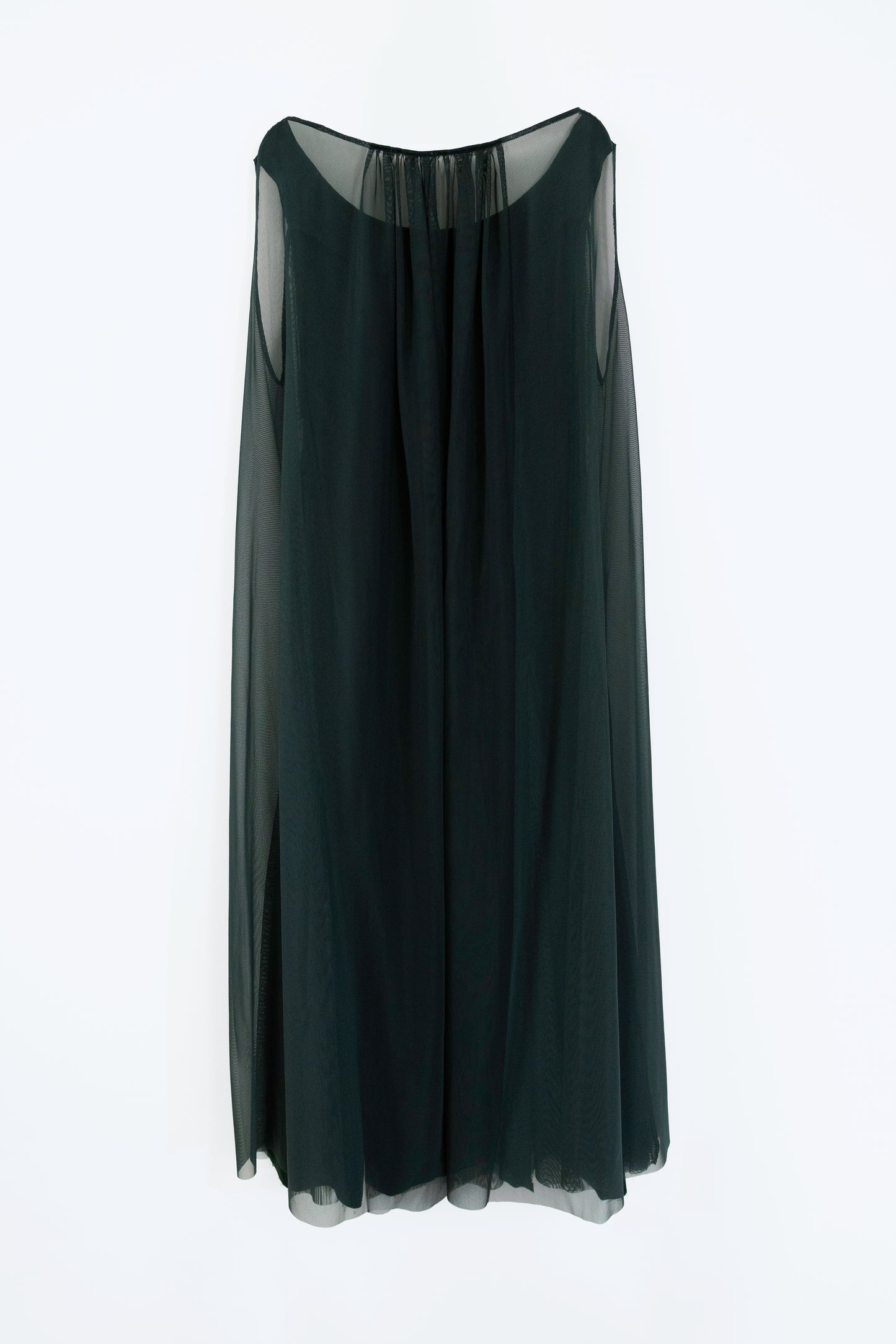 Cupro Combo Boat Neck Godet Dress