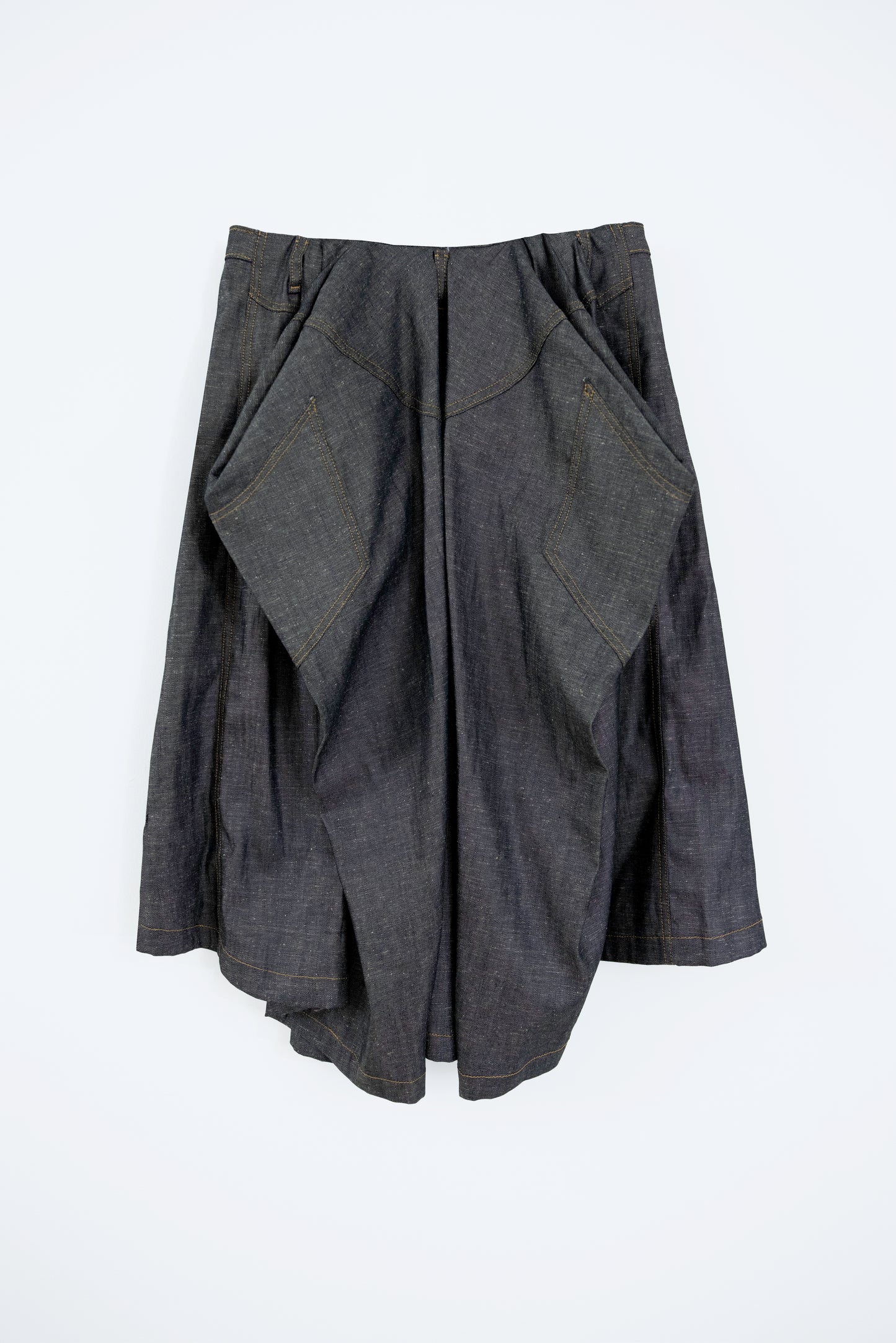 Draped Bermuda Denim Shorts