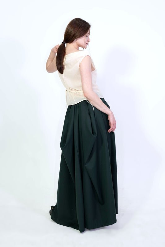 Wool Blend Draped Ultra-Wide Leg Pants
