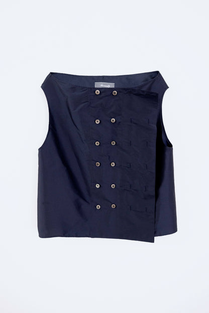 Silk Taffeta Adjustable Boat Neck Top