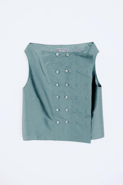 Silk Taffeta Adjustable Boat Neck Top