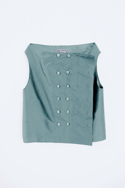 Silk Taffeta Adjustable Boat Neck Top