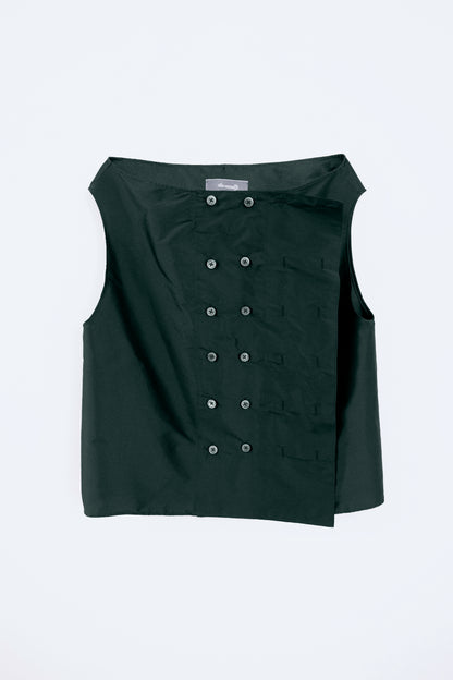 Silk Taffeta Adjustable Boat Neck Top