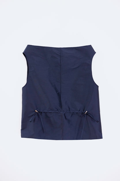Silk Taffeta Adjustable Boat Neck Top