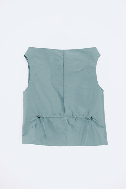 Silk Taffeta Adjustable Boat Neck Top