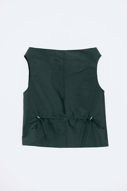 Silk Taffeta Adjustable Boat Neck Top