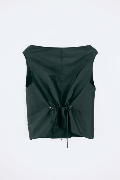 Silk Taffeta Adjustable Boat Neck Top