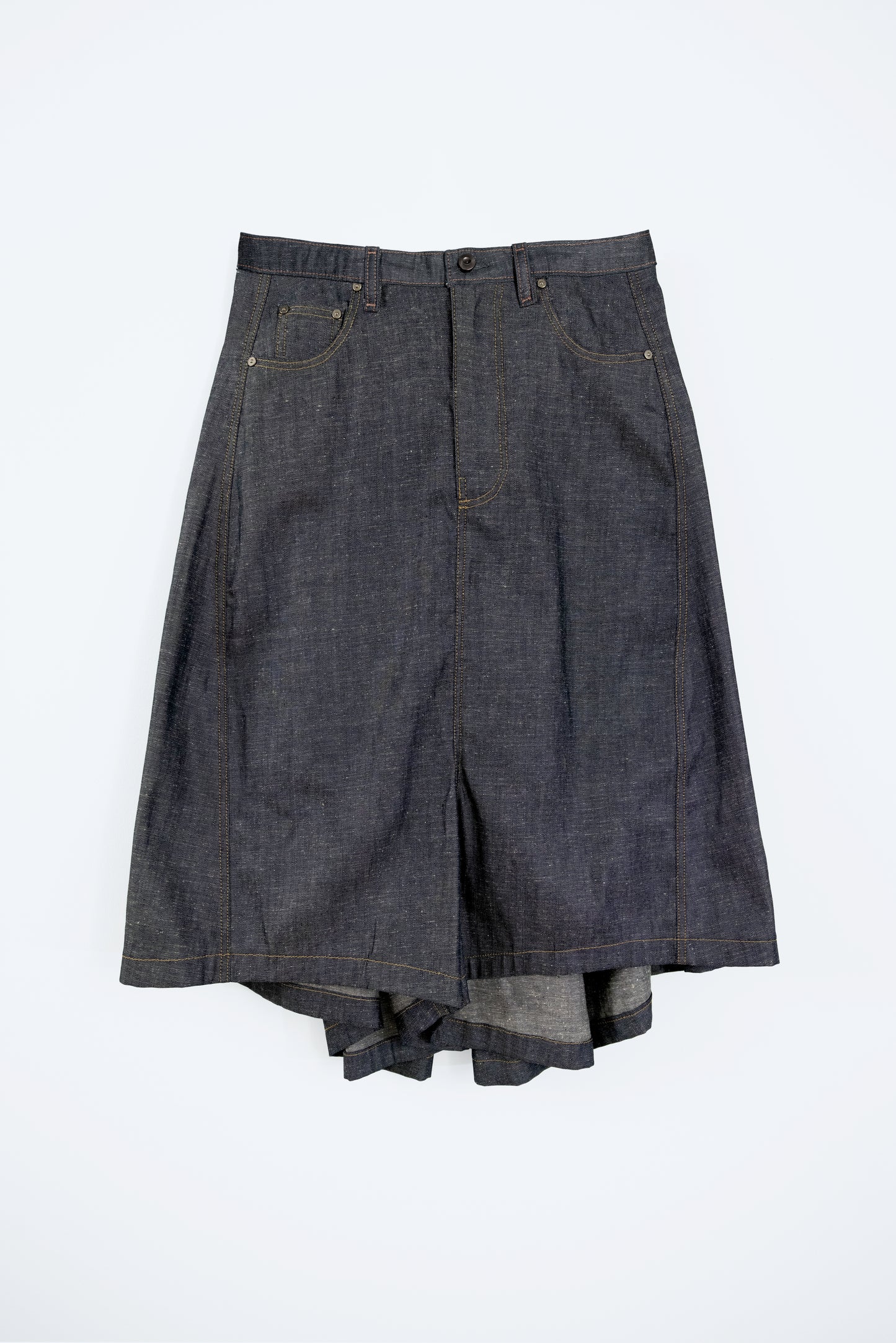 Draped Bermuda Denim Shorts