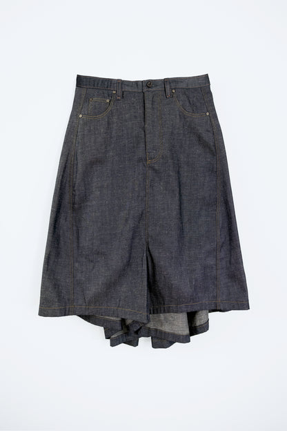 Draped Bermuda Denim Shorts