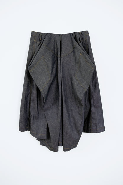 Draped Bermuda Denim Shorts