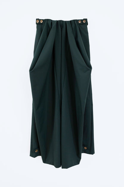 Wool Blend Draped Ultra-Wide Leg Pants