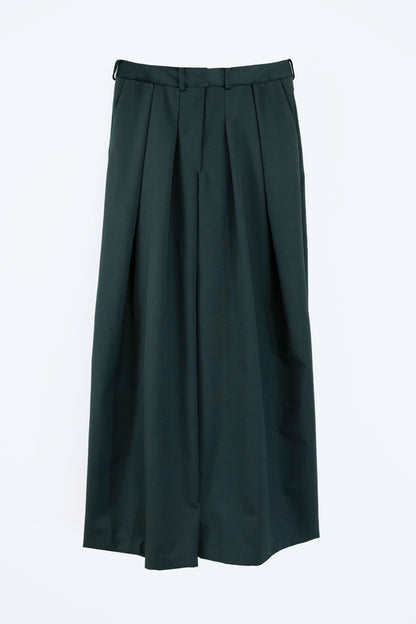 Wool Blend Draped Ultra-Wide Leg Pants
