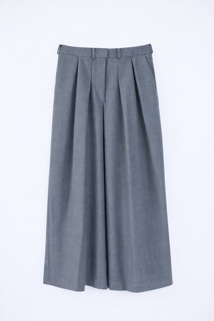 Wool Blend Draped Ultra-Wide Leg Pants