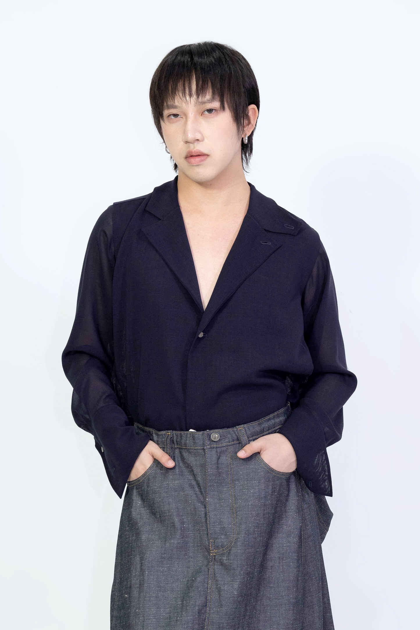 Sheer Wool Two-Way Shirt