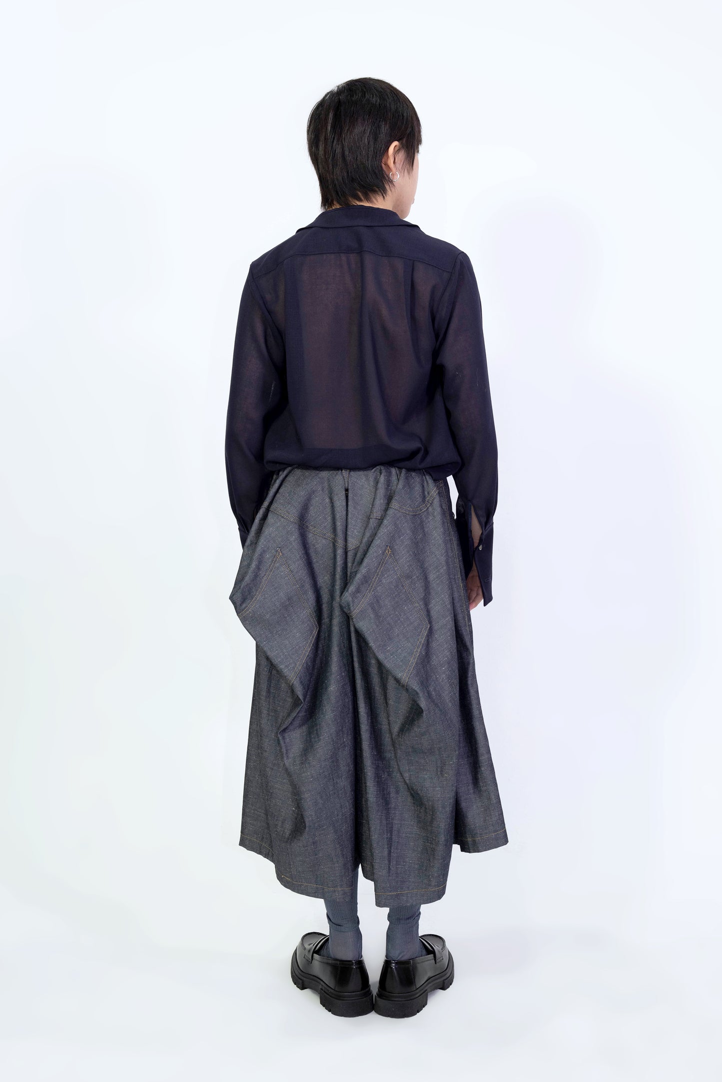 Draped Bermuda Denim Shorts