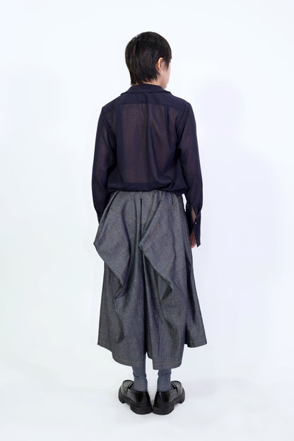 Draped Bermuda Denim Shorts