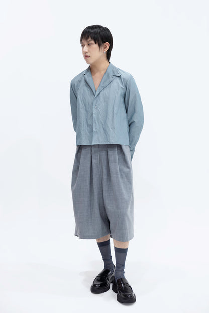 Wool Blend Draped Bermuda Shorts
