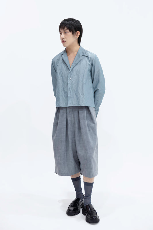 Wool Blend Draped Bermuda Shorts