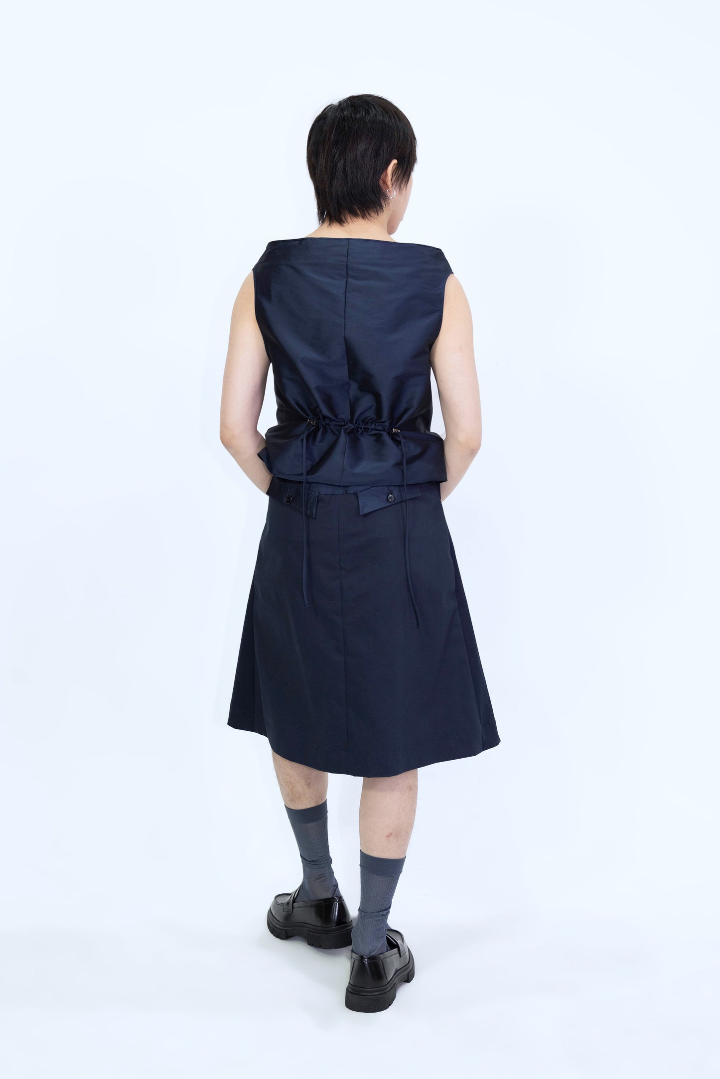 Silk Taffeta Adjustable Boat Neck Top