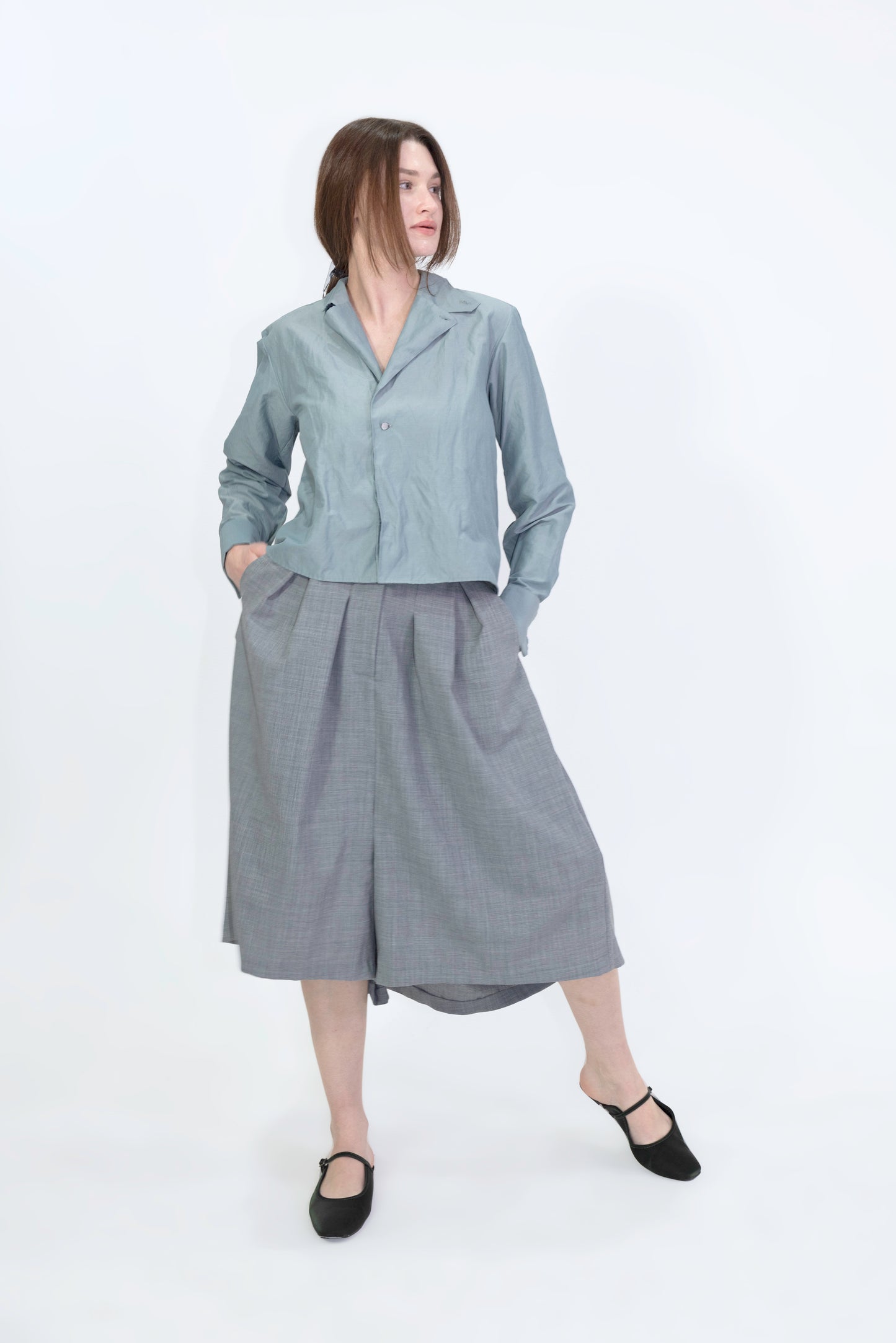 Wool Blend Draped Bermuda Shorts