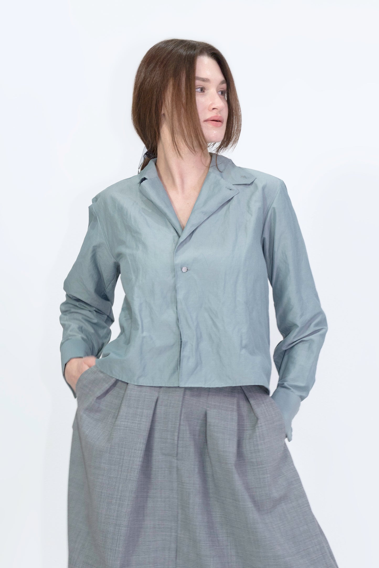 Linen Blend Two-Way Shirt