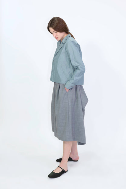 Wool Blend Draped Bermuda Shorts