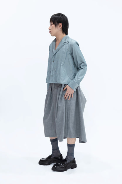Wool Blend Draped Bermuda Shorts